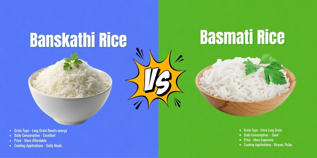 Banskathi Rice vs Basmati Rice: Which Is Better for Diabetes, Weight Loss, Heart Health, and Daily Consumption?